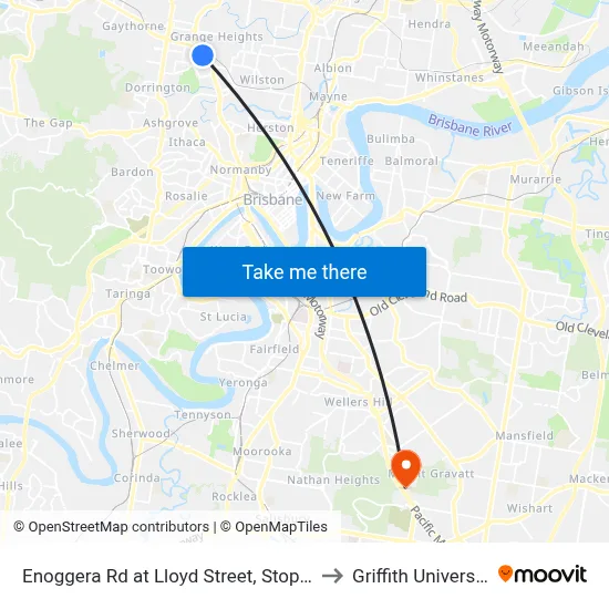 Enoggera Rd at Lloyd Street, Stop 25 to Griffith University map