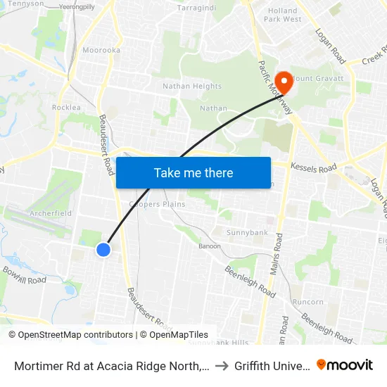 Mortimer Rd at Acacia Ridge North, Stop 59 to Griffith University map