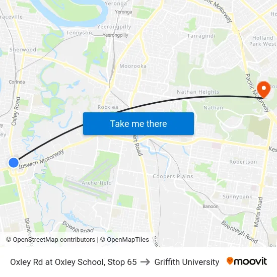 Oxley Rd at Oxley School, Stop 65 to Griffith University map