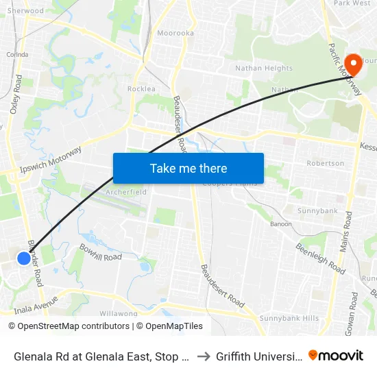 Glenala Rd at Glenala East, Stop 71 to Griffith University map