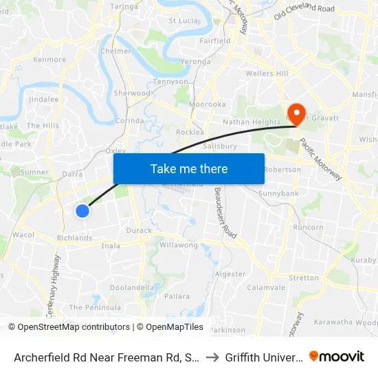 Archerfield Rd Near Freeman Rd, Stop 71 to Griffith University map