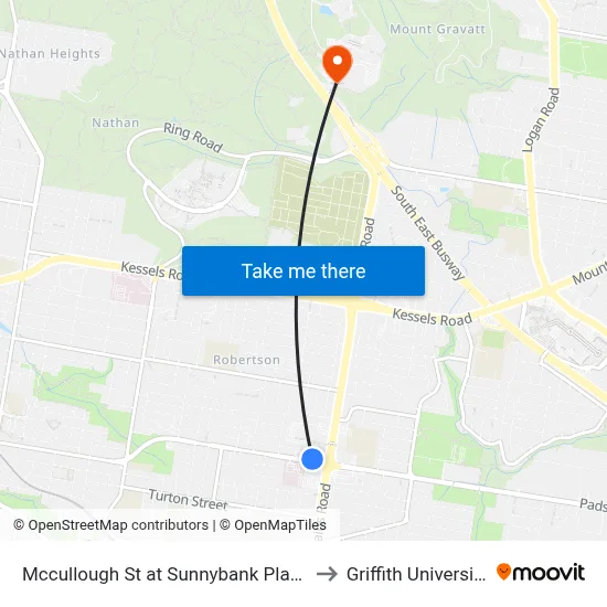 Mccullough St at Sunnybank Plaza to Griffith University map