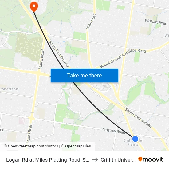 Logan Rd at Miles Platting Road, Stop 82 to Griffith University map