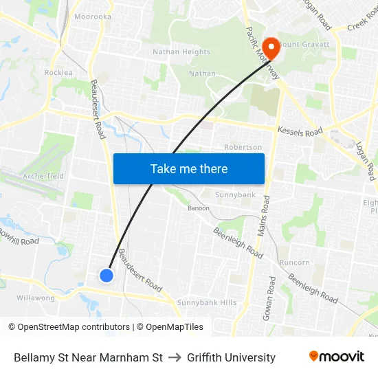 Bellamy St Near Marnham St to Griffith University map