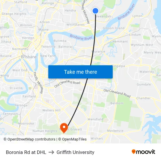 Boronia Rd at DHL to Griffith University map