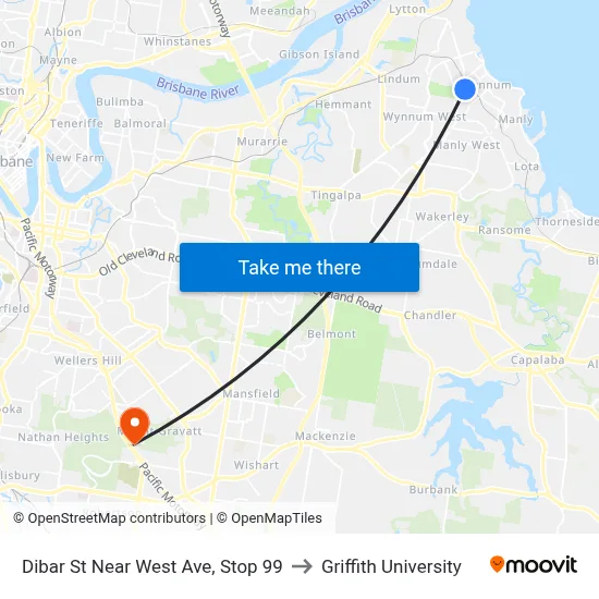 Dibar St Near West Ave, Stop 99 to Griffith University map