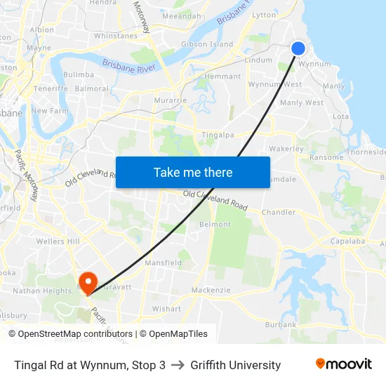 Tingal Rd at Wynnum, Stop 3 to Griffith University map