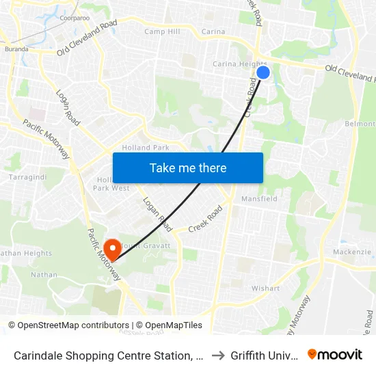 Carindale Shopping Centre Station, Platform C to Griffith University map
