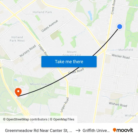 Greenmeadow Rd Near Canter St, Stop 63 to Griffith University map