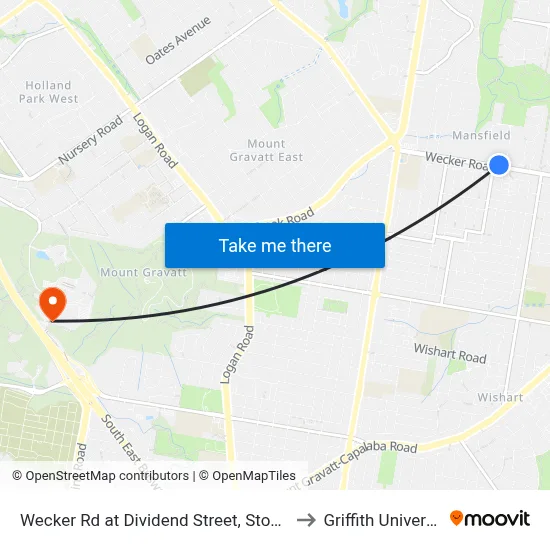 Wecker Rd at Dividend Street, Stop 64a to Griffith University map