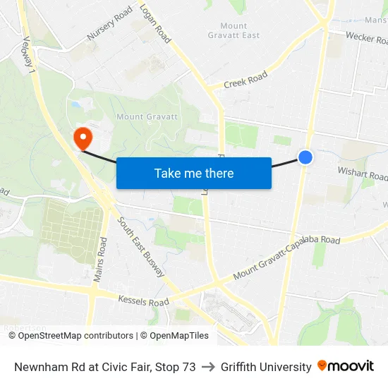 Newnham Rd at Civic Fair, Stop 73 to Griffith University map