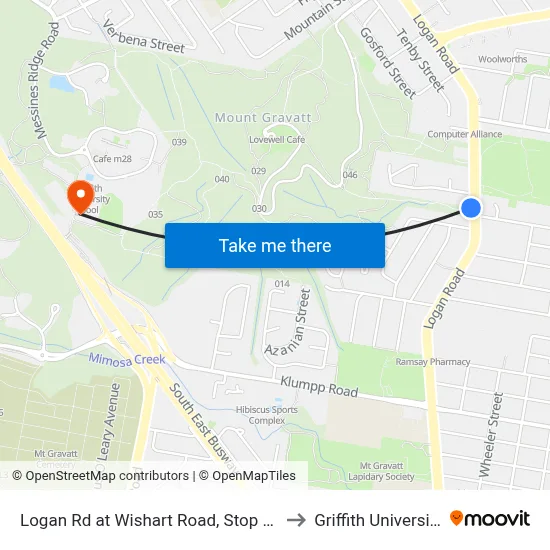 Logan Rd at Wishart Road, Stop 39 to Griffith University map