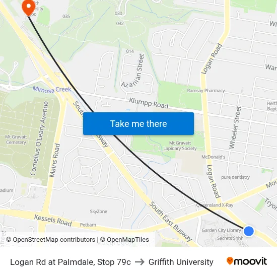 Logan Rd at Palmdale, Stop 79c to Griffith University map