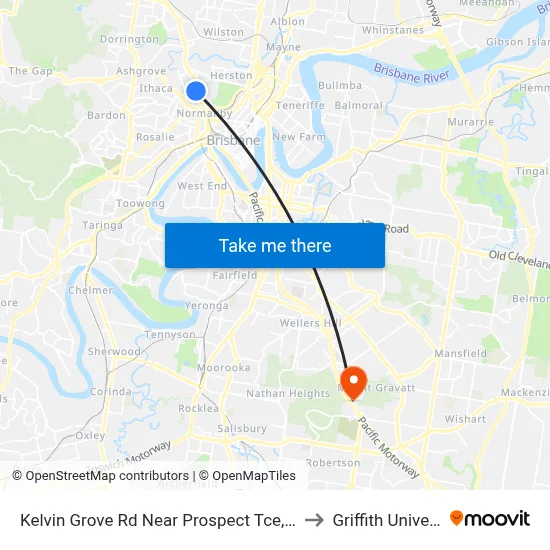 Kelvin Grove Rd Near Prospect Tce, Stop 13 to Griffith University map
