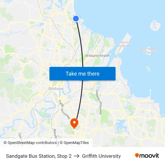Sandgate Bus Station, Stop 2 to Griffith University map
