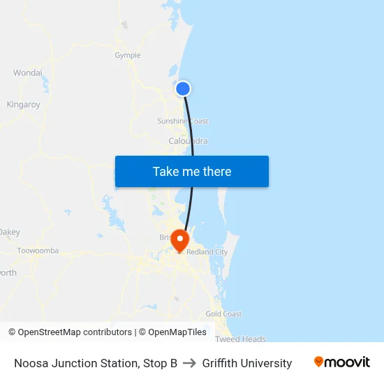 Noosa Junction Station, Stop B to Griffith University map
