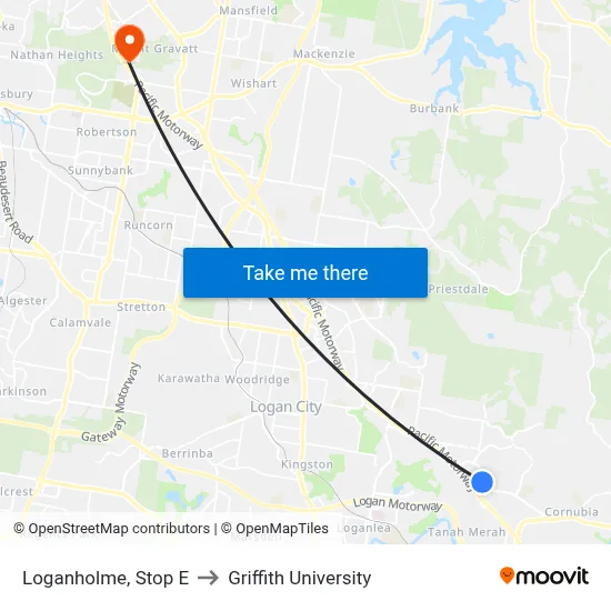 Loganholme, Stop E to Griffith University map