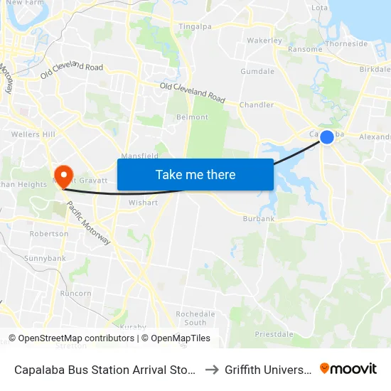 Capalaba Bus Station Arrival Stop 2 to Griffith University map