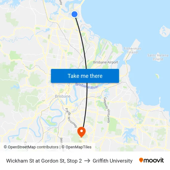 Wickham St at Gordon St, Stop 2 to Griffith University map