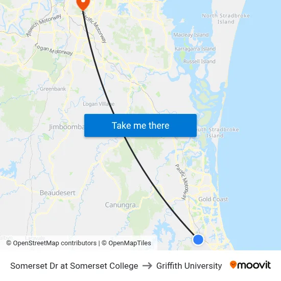 Somerset Dr at Somerset College to Griffith University map