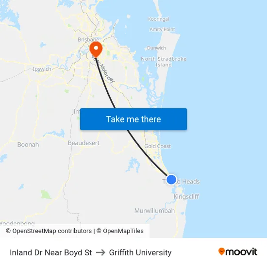 Inland Dr Near Boyd St to Griffith University map