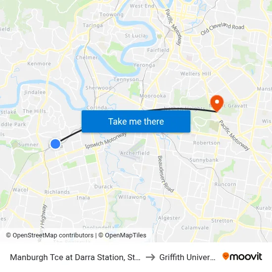 Manburgh Tce at Darra Station, Stop B to Griffith University map