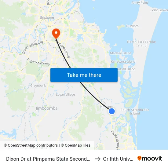 Dixon Dr at Pimpama State Secondary College to Griffith University map