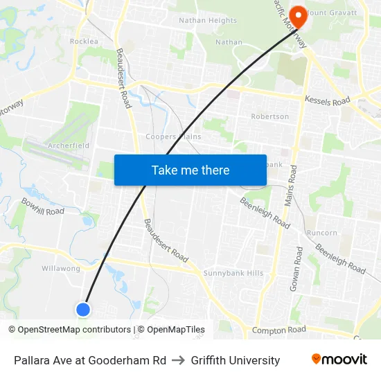Pallara Ave at Gooderham Rd to Griffith University map