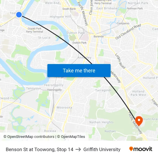 Benson St at Toowong, Stop 14 to Griffith University map