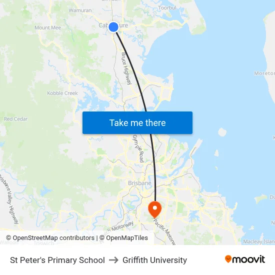 St Peter's Primary School to Griffith University map
