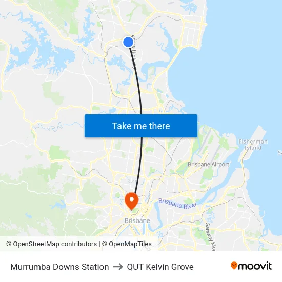 Murrumba Downs Station to QUT Kelvin Grove map