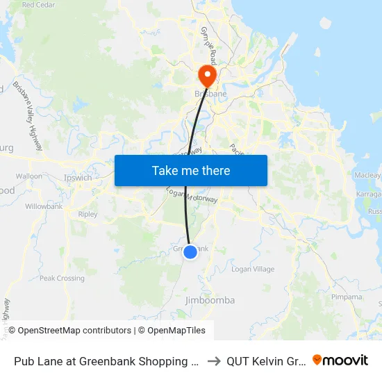 Pub Lane at Greenbank Shopping Centre to QUT Kelvin Grove map