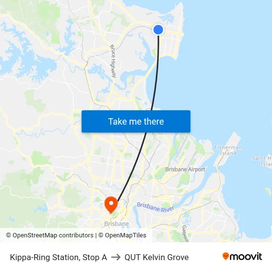 Kippa-Ring Station, Stop A to QUT Kelvin Grove map