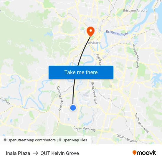 Inala Plaza to QUT Kelvin Grove map