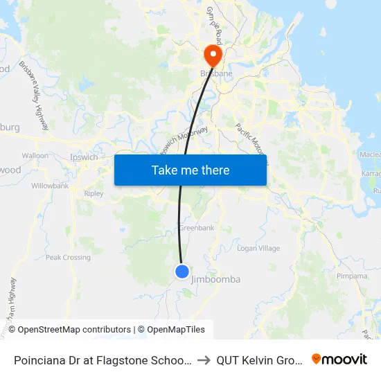 Poinciana Dr at Flagstone Schools to QUT Kelvin Grove map