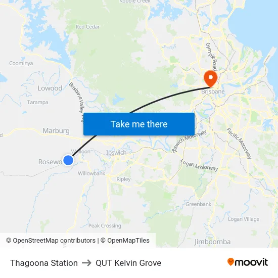Thagoona Station to QUT Kelvin Grove map