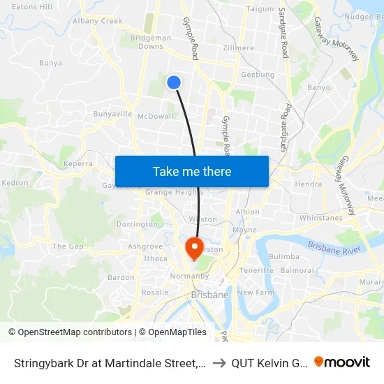 Stringybark Dr at Martindale Street, Stop 47 to QUT Kelvin Grove map