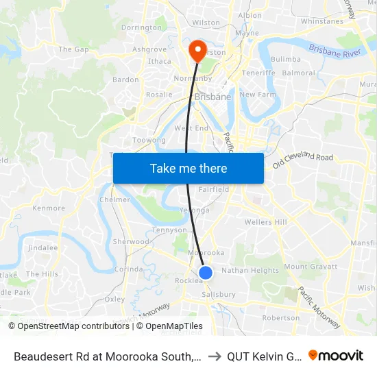 Beaudesert Rd at Moorooka South, Stop 38 to QUT Kelvin Grove map