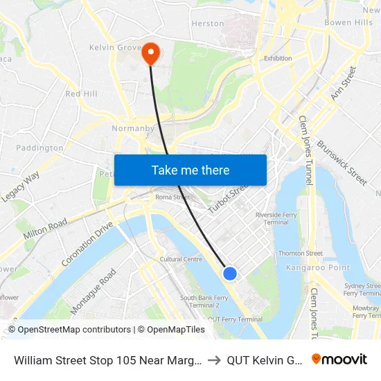 William Street Stop 105 Near Margaret St to QUT Kelvin Grove map