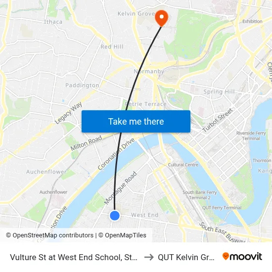 Vulture St at West End School, Stop 9 to QUT Kelvin Grove map