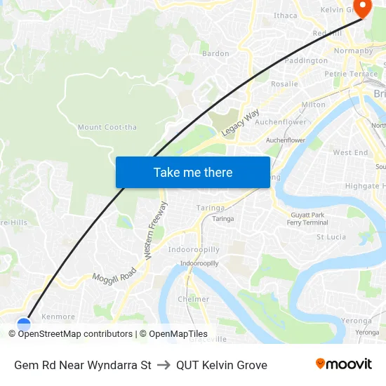 Gem Rd Near Wyndarra St to QUT Kelvin Grove map