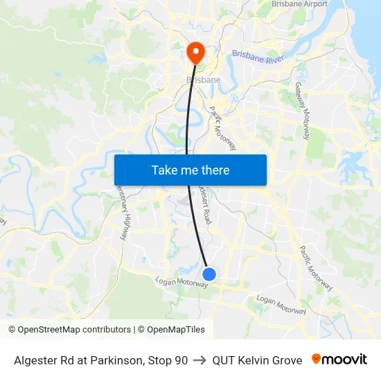 Algester Rd at Parkinson, Stop 90 to QUT Kelvin Grove map