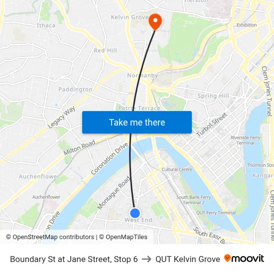 Boundary St at Jane Street, Stop 6 to QUT Kelvin Grove map