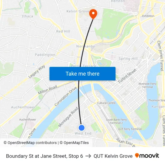 Boundary St at Jane Street, Stop 6 to QUT Kelvin Grove map