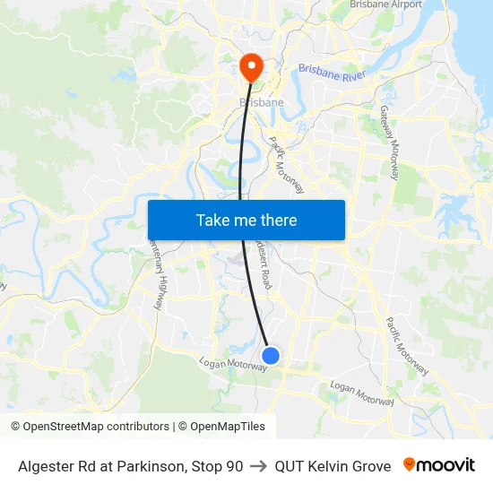 Algester Rd at Parkinson, Stop 90 to QUT Kelvin Grove map