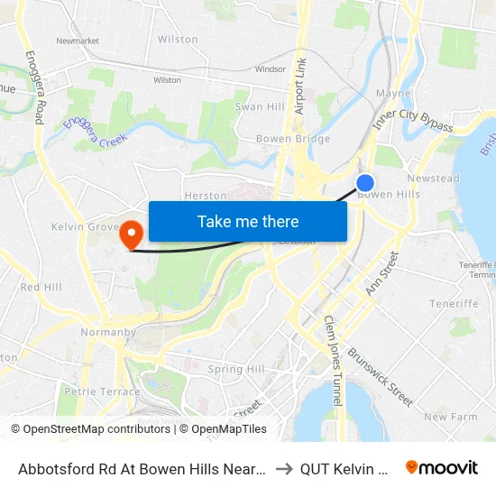 Abbotsford Rd At Bowen Hills Near Edgar St to QUT Kelvin Grove map