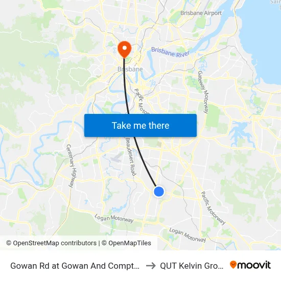 Gowan Rd at Gowan And Compton to QUT Kelvin Grove map