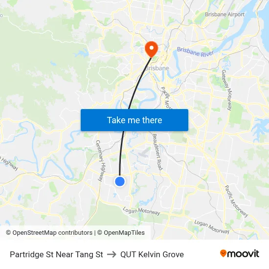 Partridge St Near Tang St to QUT Kelvin Grove map
