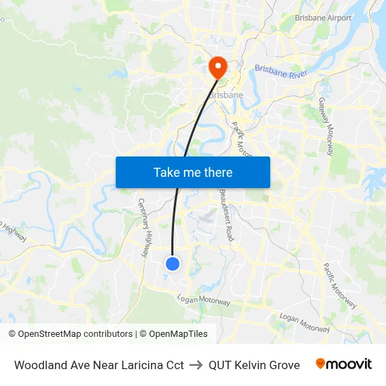Woodland Ave Near Laricina Cct to QUT Kelvin Grove map