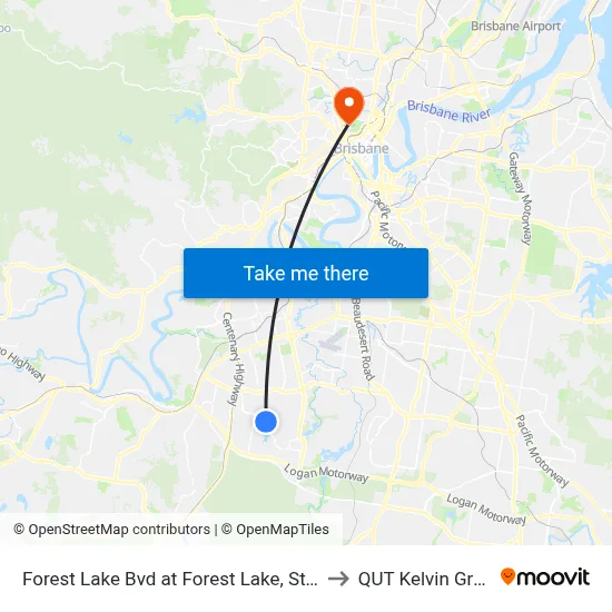 Forest Lake Bvd at Forest Lake, Stop B to QUT Kelvin Grove map